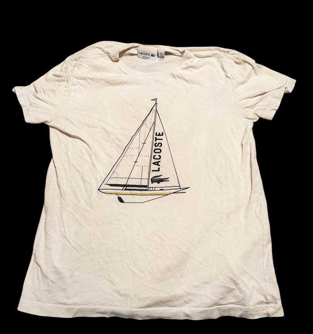 LACOSTE Yacht Racing Boat Men's White T Shirt
